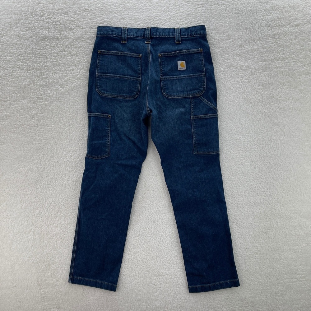 Carhartt Jeans Mens 34x30 Blue Rugged Flex Relaxed Fit Utility Carpenter BD2808 - Picture 2 of 11